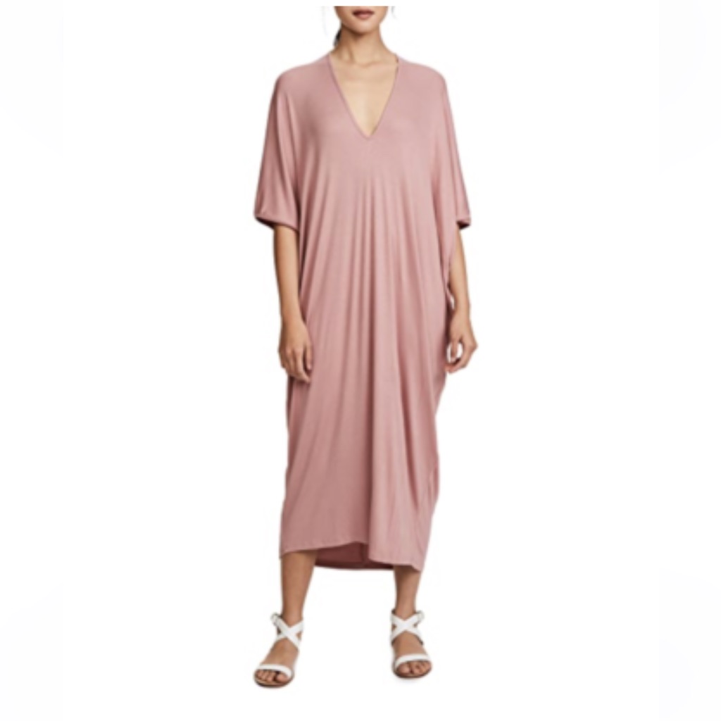 New Riller & Fount Luca Caftan Maxi Dress Dusty Rose Pink One Size $209 Retail